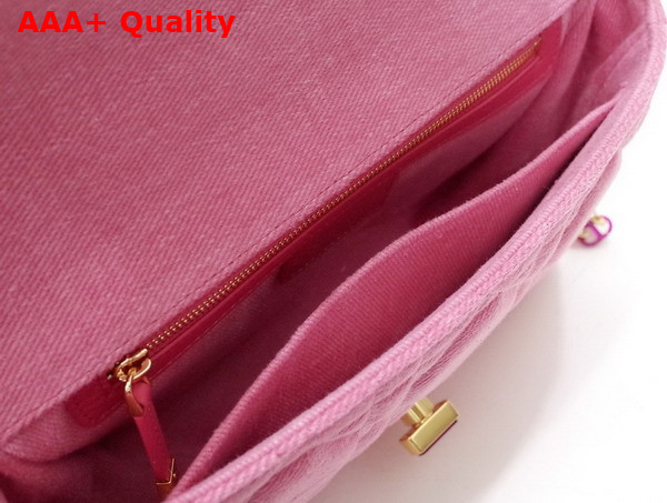 Dior Medium Dior Caro Bag Bright Pink Macrocannage Denim Replica