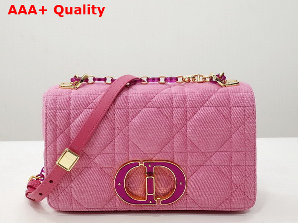 Dior Medium Dior Caro Bag Bright Pink Macrocannage Denim Replica