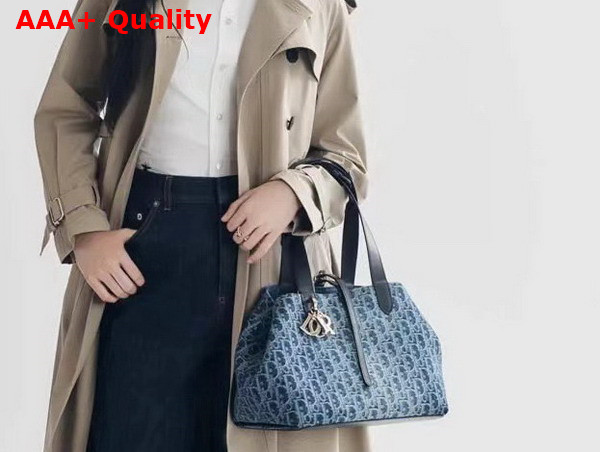 Dior Medium Dior Toujours Bag Blue Denim Dior Oblique Jacquard Replica