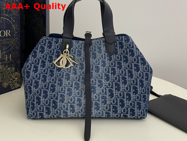 Dior Medium Dior Toujours Bag Blue Denim Dior Oblique Jacquard Replica