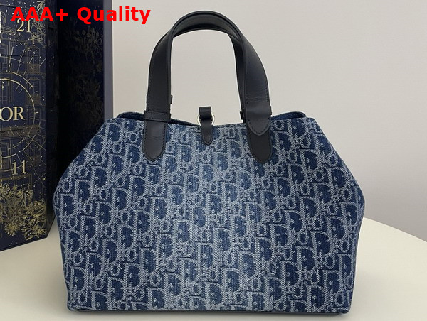 Dior Medium Dior Toujours Bag Blue Denim Dior Oblique Jacquard Replica