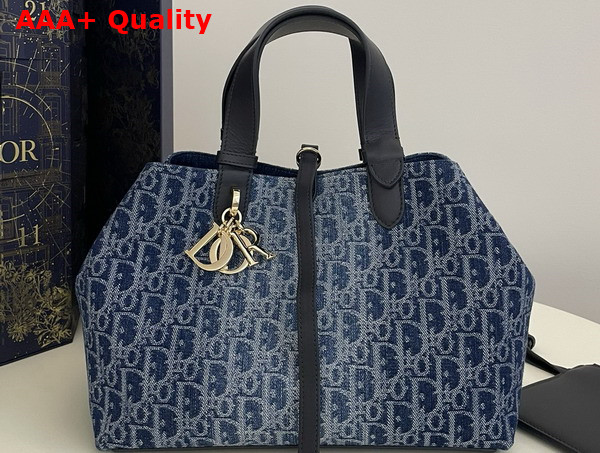 Dior Medium Dior Toujours Bag Blue Denim Dior Oblique Jacquard Replica