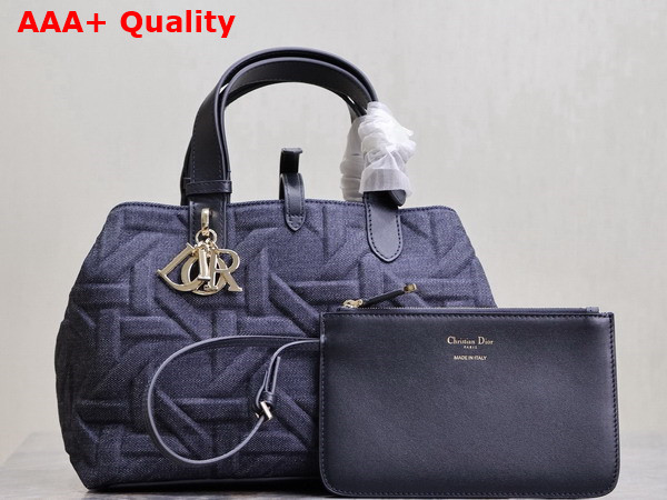 Dior Medium Dior Toujours Bag in Blue Graphic Cannage Denim Replica