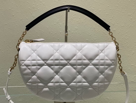 Dior Medium Dior Vibe Hobo Bag White Cannage Lambskin Replica