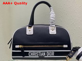 Dior Medium Dior Vibe Zip Bowling Bag Black and White Smooth Calfskin Replica