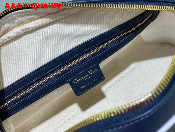 Dior Medium Dior Vibe Zip Bowling Bag Blue and White Smooth Calfskin Replica