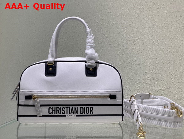 Dior Medium Dior Vibe Zip Bowling Bag White Smooth Calfskin Replica