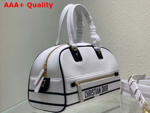 Dior Medium Dior Vibe Zip Bowling Bag White Smooth Calfskin Replica