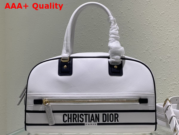 Dior Medium Dior Vibe Zip Bowling Bag White Smooth Calfskin Replica