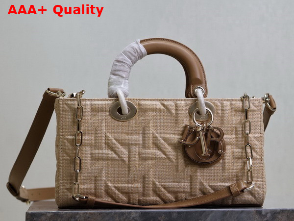 Dior Medium Lady D Joy Bag in Beige Graphic Cannage Raffia Replica