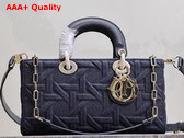 Dior Medium Lady D Joy Bag in Blue Graphic Cannage Denim Replica