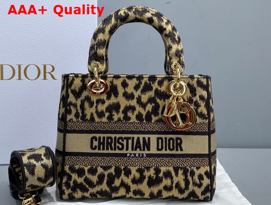 Dior Medium Lady D Lite Bag Beige Multicolor Mizza Embroidery Replica