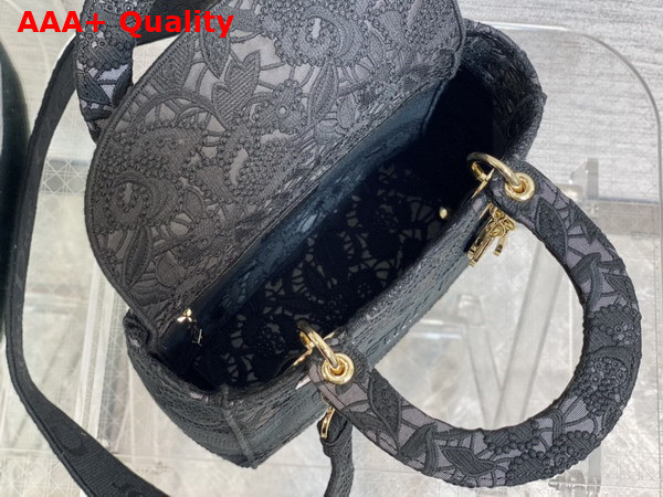 Dior Medium Lady D Lite Bag Black Macrame Effect Embroidery Replica