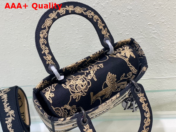 Dior Medium Lady D Lite Bag Black Multicolor Cornely Effect Dior Jardin D Hiver Embroidery Replica