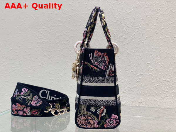 Dior Medium Lady D Lite Bag Black Multicolor Dior Jardin Botanique Embroidery Replica