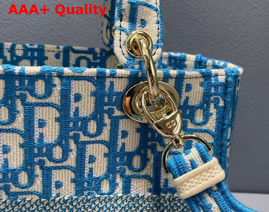 Dior Medium Lady D Lite Bag Cornflower Blue Dior Oblique Embroidery Replica