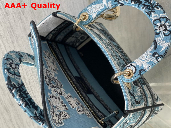 Dior Medium Lady D Lite Bag Denim Blue Multicolor Butterfly Bandana Embroidery Replica