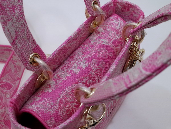 Dior Medium Lady D Lite Bag Fluorescent Pink Toile de Jouy Reverse Embroidery Replica