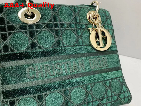 Dior Medium Lady D Lite Bag Green Cannage Embroidered Velvet Replica