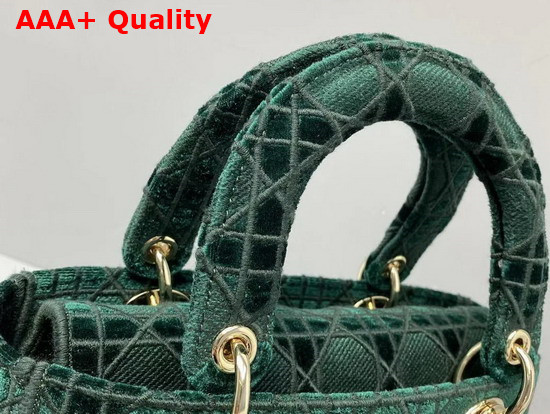 Dior Medium Lady D Lite Bag Green Cannage Embroidered Velvet Replica