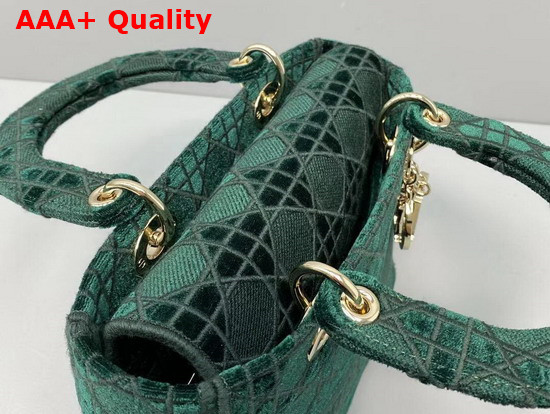 Dior Medium Lady D Lite Bag Green Cannage Embroidered Velvet Replica