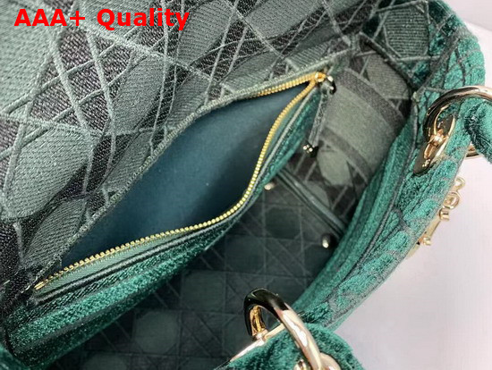 Dior Medium Lady D Lite Bag Green Cannage Embroidered Velvet Replica