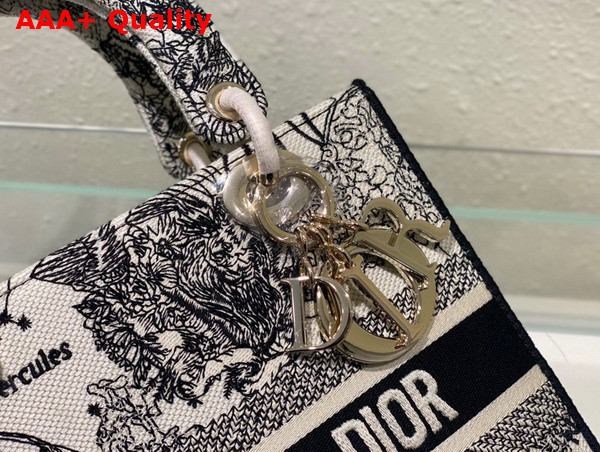 Dior Medium Lady D Lite Bag Latte Toile de Jouy Zodiac Embroidery Replica