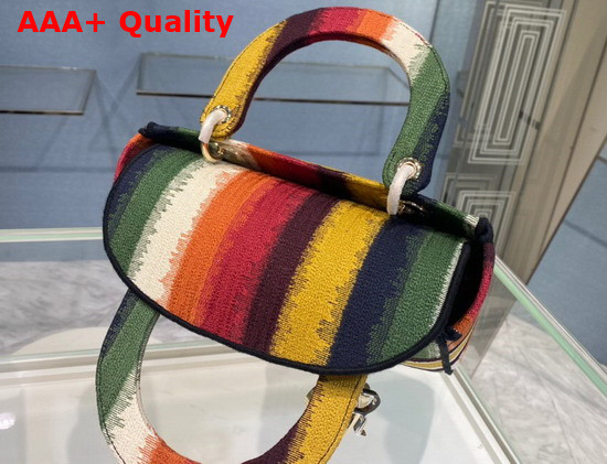 Dior Medium Lady D Lite Bag Multicolor D Stripes Embroidery Replica