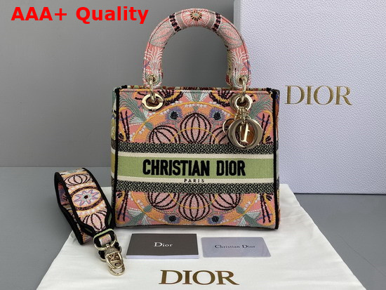 Dior Medium Lady D Lite Bag Multicolor Dior in Lights Embroidery Replica