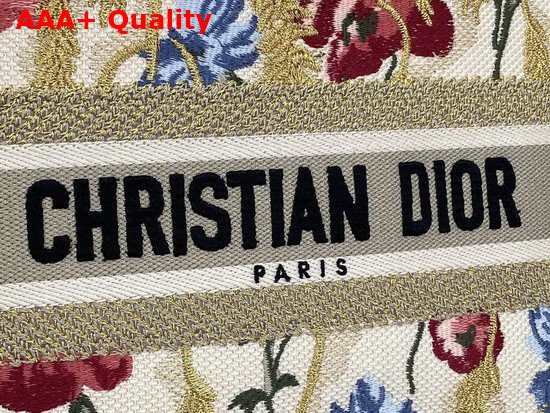 Dior Medium Lady D Lite Bag Multicolor Mille Fleurs Embroidery Beige Replica