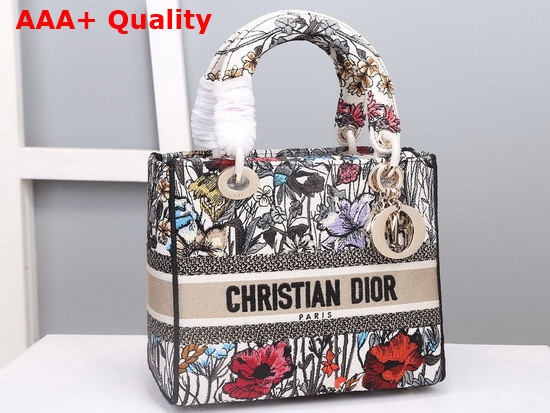 Dior Medium Lady D Lite Bag Multicolor Mille Fleurs Embroidery Replica