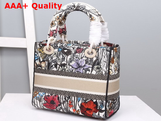 Dior Medium Lady D Lite Bag Multicolor Mille Fleurs Embroidery Replica