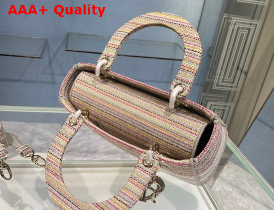 Dior Medium Lady D Lite Bag Multicolor Stripes Embroidery Replica