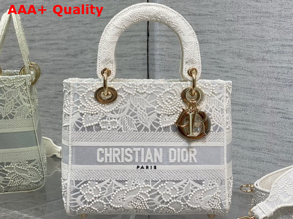 Dior Medium Lady D Lite Bag Natural Macrame Effect Embroidery Replica