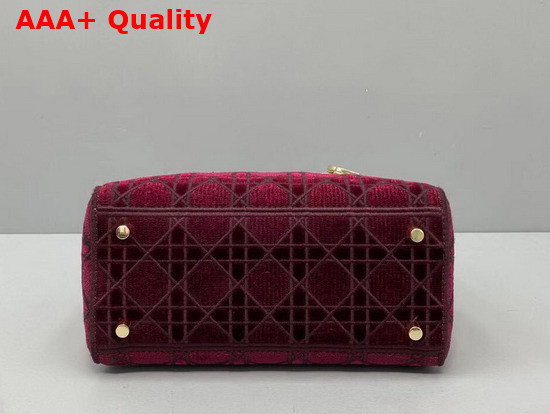 Dior Medium Lady D Lite Bag Red Cannage Embroidered Velvet Replica