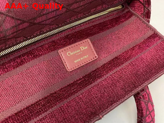 Dior Medium Lady D Lite Bag Red Cannage Embroidered Velvet Replica