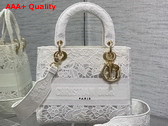 Dior Medium Lady D Lite Bag White D Lace Embroidery with 3D Macrame Effect Replica