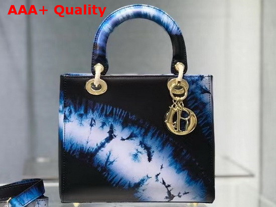 Dior Medium Lady Dior Bag Blue Multicolor Tie and Dior Printed Calfskin Replica