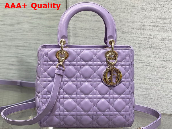 Dior Medium Lady Dior Bag Lilac Cannage Lambskin Replica