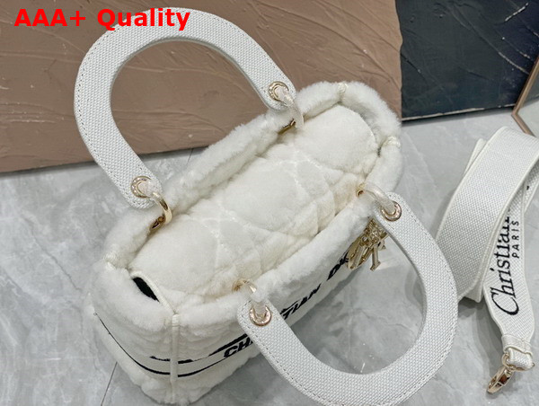 Dior Medium Lady Dior Bag in White Cannage Shearling Replica