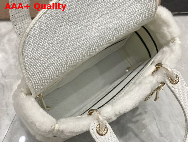 Dior Medium Lady Dior Bag in White Cannage Shearling Replica