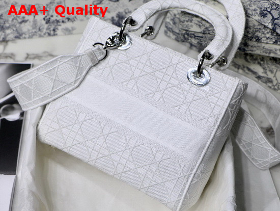 Dior Medium White Lady D Lite Embroidered Cannage Bag Replica