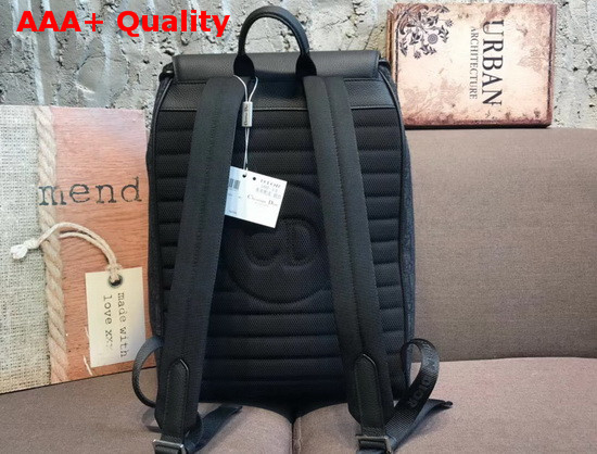 Dior Men Backpack Black Dior Oblique Jacquard and Black Grained Calfskin Replica