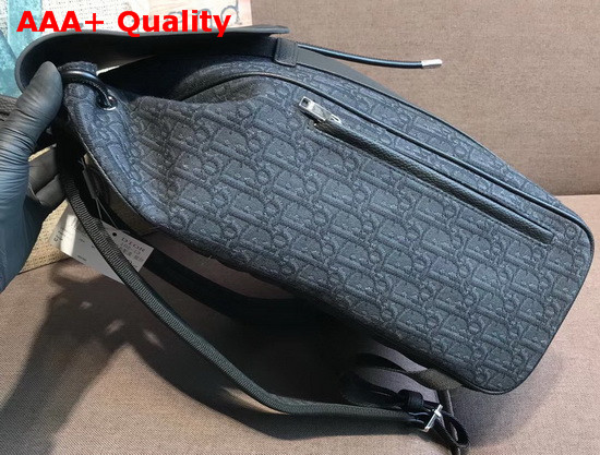 Dior Men Backpack Black Dior Oblique Jacquard and Black Grained Calfskin Replica