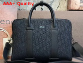 Dior Men Briefcase Black Dior Oblique Jacquard and Black Grained Calfskin Replica