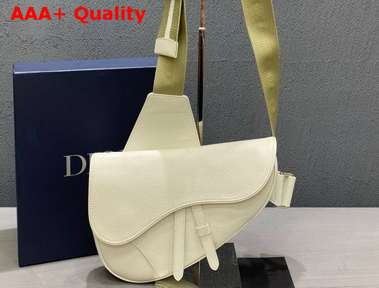 Dior Men Saddle Bag Beige Grained Calfskin Replica