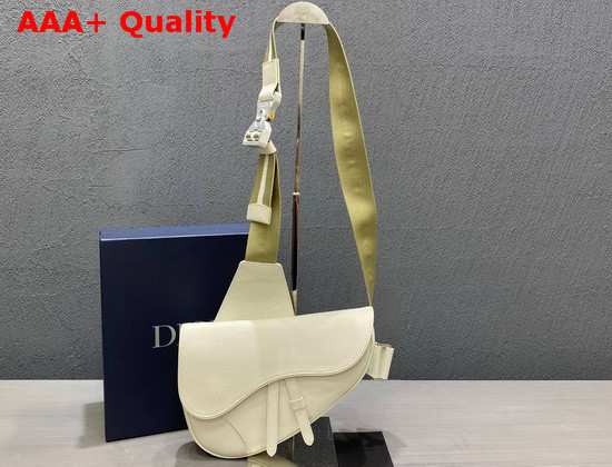 Dior Men Saddle Bag Beige Grained Calfskin Replica