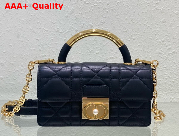 Dior Mini Dior Ange Bag Black Macrocannage Calfskin Replica