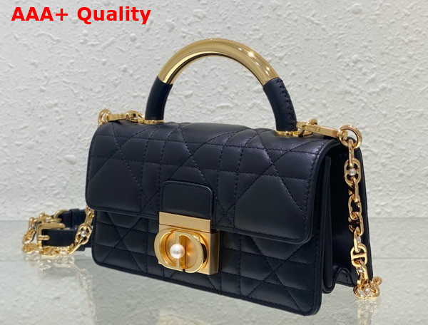 Dior Mini Dior Ange Bag Black Macrocannage Calfskin Replica