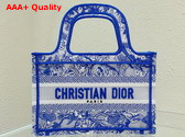 Dior Mini Dior Book Tote Fluorescent Blue Toile de Jouy Reverse Transparent Canvas Replica